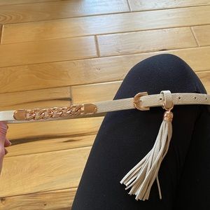 Rose Gold Leather Belt w/ Chain & Tassel. Aldo Med